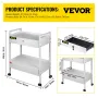 Labvogn, 2 lags rustfrit stål Utility Cart Medical Cart 2
