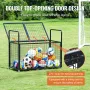 Rolling Sports Ball Storage Cart, Lockable Basketball Cage with Double Lids, Sport Equipment Holder Organizer for Indoor Outdoor