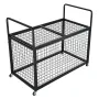 Rolling Sports Ball Storage Cart, Lockable Basketball Cage with Double Lids, Sport Equipment Holder Organizer for Indoor Outdoor