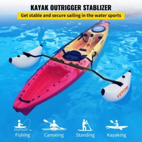 Kayak Outrigger Stabilizer, 2 PCS, PVC Inflatable Outrigger Float with Sidekick Arms Rod, Standing Float Stabilizer System Kit