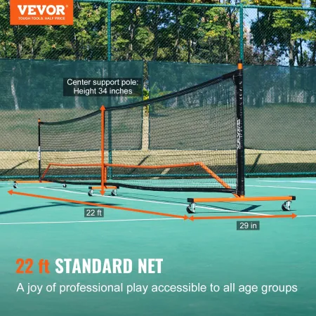 Pickleball Net Set, 22FT Regulation Size Portable Pickleball System with Carrying Bag, Balls, and Wheels, Weather Resistant Stea