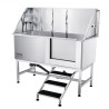 1.57M Pet Dog Bathing Station w/Stairs, Professional Stainless Steel Dog Grooming Tub w/ Soap Box, Faucet,Rich