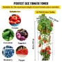 Tomato Cages, 11.8" x 11.8" x 46.1", 10 Packs Square Plant Support Cages, Silver PVC-Coated Steel Tomato Towers for Climbing Veg