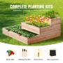 Raised Garden Bed, 3.7 x 3.7 x 1.7 ft Wooden Planter Box, Outdoor Planting Boxes with Open Base, for Growing Flowers/Vegetables/