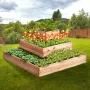 Raised Garden Bed, 3.7 x 3.7 x 1.7 ft Wooden Planter Box, Outdoor Planting Boxes with Open Base, for Growing Flowers/Vegetables/