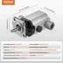 Hydraulic Log Splitter Pump, 60.6 L/min, 2 Stage 27.6MPa Wood Log Splitter Pump, 2.54 cm Inlet 1.27 cm NPT Outlet 3600 RPM Alumi
