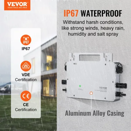 Solar Grid Tie Micro Inverter, 600W, Solar Micro Inverter, IP67 Waterproof Aluminum Alloy Solar Power Grid Tie Inverter DC18-50V