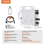 Solar Grid Tie Micro Inverter, 600W, Solar Micro Inverter, IP67 Waterproof Aluminum Alloy Solar Power Grid Tie Inverter DC18-50V