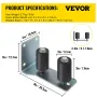 Gate Roller Guide 3" Black Nylon Zinc Painted Sliding with L-Shape Bracket and Adjustable Bolts Support Assembly-2 Pack