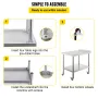 Stainless Steel Prep Table, 24 x 15 x 35 Inch, 440lbs Load Capacity Heavy Duty Metal Worktable with Backsplash Adjustable Unders