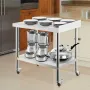 Stainless Steel Prep Table, 24 x 15 x 35 Inch, 440lbs Load Capacity Heavy Duty Metal Worktable with Backsplash Adjustable Unders