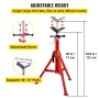 V Head Pipe Stand 0.3-30.5 cm Capacity, Adjustable Height 71.1-132.1 cm, Pipe Jack Stands 1133.9 kg Load Capacity, Portable Fold