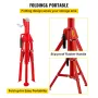 V Head Pipe Stand 0.3-30.5 cm Capacity, Adjustable Height 71.1-132.1 cm, Pipe Jack Stands 1133.9 kg Load Capacity, Portable Fold