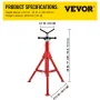 V Head Pipe Stand 0.3-30.5 cm Capacity, Adjustable Height 71.1-132.1 cm, Pipe Jack Stands 1133.9 kg Load Capacity, Portable Fold