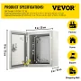 NEMA Steel Enclosure, 25x20x15 cm NEMA 4X Steel Electrical Box, IP66 Waterproof & Dustproof, Outdoor/Indoor Electrical Junction 