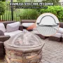 Fire Pit Spark Screen Round 40", Reinforced Heavy Duty Steel Metal Cover, Outdoor Firepit Lid, Easy-Opening Top Screen Covers Ro
