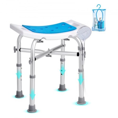 Shower Chair, Adjustable Height Shower Stool with Crossbar Support, Shower Seat for Inside Shower or Tub, Non-Slip Bench