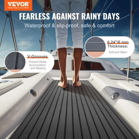 Boat Flooring, EVA Foam Boat Decking 94.5" x 17.7", Non-Slip Self-Adhesive Flooring, 11.6 sq.ft Marine Carpet for Boats, Yacht, 