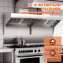 Commercial Exhaust Hood, 4FT Food Truck Hood Exhaust, 201 Stainless Steel Concession Trailer Hood with 2 Detachable U-shaped Gri