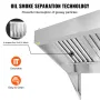 Commercial Exhaust Hood, 4FT Food Truck Hood Exhaust, 201 Stainless Steel Concession Trailer Hood with 2 Detachable U-shaped Gri