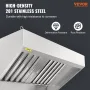 Commercial Exhaust Hood, 4FT Food Truck Hood Exhaust, 201 Stainless Steel Concession Trailer Hood with 2 Detachable U-shaped Gri