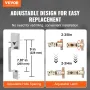 Double Door Handle Set, Double Door Lock Set with Reversible Handle Lever, Satin Nickel Square Door Lever, Heavy Duty Double Fro