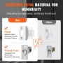 Double Door Handle Set, Double Door Lock Set with Reversible Handle Lever, Satin Nickel Square Door Lever, Heavy Duty Double Fro