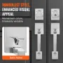 Double Door Handle Set, Double Door Lock Set with Reversible Handle Lever, Satin Nickel Square Door Lever, Heavy Duty Double Fro