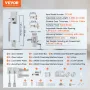 Double Door Handle Set, Double Door Lock Set with Reversible Handle Lever, Satin Nickel Square Door Lever, Heavy Duty Double Fro