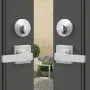 Double Door Handle Set, Double Door Lock Set with Reversible Handle Lever, Satin Nickel Square Door Lever, Heavy Duty Double Fro