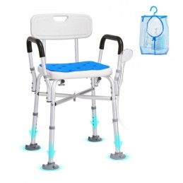 Shower Chair Seat with Padded Armrests and Back, Shower Stool with Crossing Bar, Shower Chair for Inside Shower Bathtub,