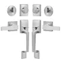 Double Door Handle Set, Double Door Lock Set with Reversible Handle Lever, Satin Nickel Square Door Lever, Heavy Duty Double Fro