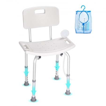 Shower Chair, Shower Seat with Back, Adjustable Height Shower Stool, Shower Chair for Inside Shower Bathtub, Non-slip Bathroom