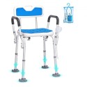 Shower Chair Seat with Padded Armrests and Back, Shower Stool with Suction Feet, Shower Chair for Inside Shower Bathtub,