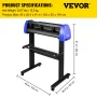 Vinyl Cutter 870mm Vinyl Cutter Machine Maximum Paper Feed 34inch Vinyl Plotter Cutter Machine with Sturdy Floor Stand Adjustabl