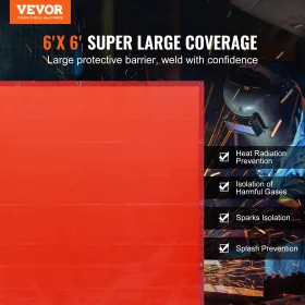 Welding Curtain Screen, 6' x 6' Hanging Welding Curtain Wall, Flame-Resistant Vinyl Welding Protection Screens with 6-Level UV