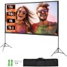 Projector Screen with Stand, 120 inch 16:9 4K 1080 HD Outdoor Movie Screen with Stand, Wrinkle-Free Projection Screen with