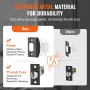Double Door Handle Set, Matte Black Arched Door Lever, Double Front Door Handle Set with Reversible Handle Lever, Heavy Duty Dou