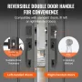 Double Door Handle Set, Matte Black Arched Door Lever, Double Front Door Handle Set with Reversible Handle Lever, Heavy Duty Dou
