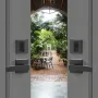 Double Door Handle Set, Matte Black Arched Door Lever, Double Front Door Handle Set with Reversible Handle Lever, Heavy Duty Dou