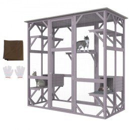 Cat House Outdoor, 7-Tier Large Catio, Cat Enclosure with 5 Platforms, 2 Resting Boxes & Large Front Door, 71.2 x 34.6 x 66.5