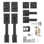 Double Door Handle Set, Matte Black Arched Door Lever, Double Front Door Handle Set with Reversible Handle Lever, Heavy Duty Dou