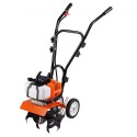 Tiller Cultivator Gas Powered, 43CC 2-Stroke Garden Cultivator, Tiller with 4 Steel Adjustable Front Tines for Lawn, Garden and