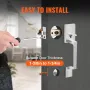Front Door Handle, Matte Black Square Handle Set with Lever Door Handle No Lock, Adjustable Hole Space, Entry Door Handle with R