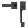 Front Door Handle, Matte Black Square Handle Set with Lever Door Handle No Lock, Adjustable Hole Space, Entry Door Handle with R
