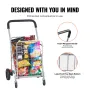 Folding Shopping Cart, 110 lbs Max Load Capacity, Grocery Utility Cart with Rolling Swivel Wheels, Heavy Duty Foldable Laundry B