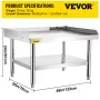 Rustfrit ståludstyr Grill Stand, 48 x 30 x 24 tommer rustfrit