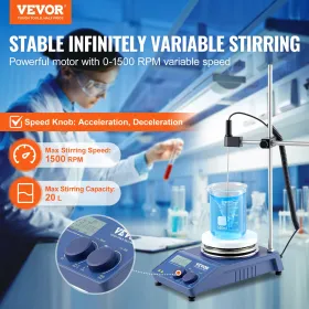Magnetic Stirrer Hot Plate Max 644Â°F/340Â°C Hot Plate Stirrer 1500 RPM 20L