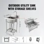 Stainless Steel Utility Sink, 1 Compartment Free Standing Small Sink Include Faucet & legs, 40.6 x 33 x 22.1 cm Commercial Singl