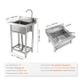 Stainless Steel Utility Sink, 1 Compartment Free Standing Small Sink Include Faucet & legs, 40.6 x 33 x 22.1 cm Commercial Singl